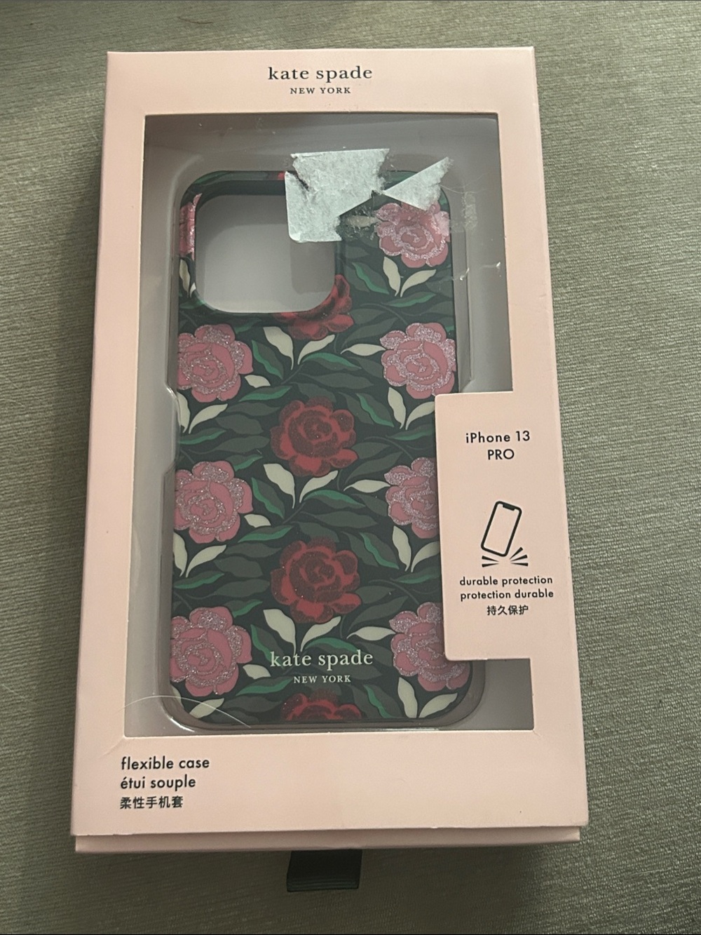 Kate Spade Floral black, Green multi iPhone 13 Pro flexible Case